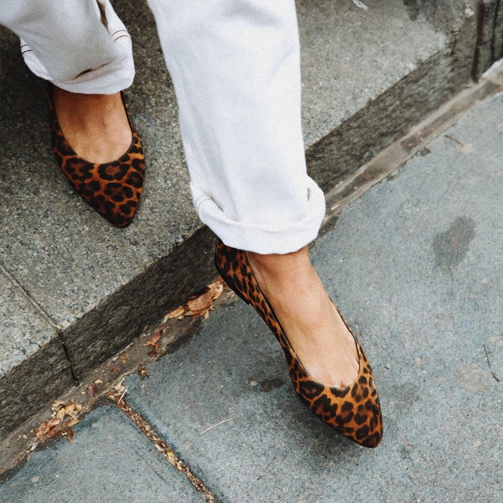 Margaux Leopard Print Pointed Toe Flats - Brown & Black